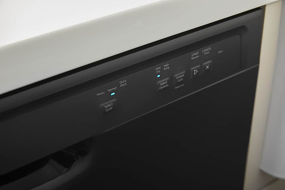 The text from the image categorized as Built\_In\_Dishwashers is:
"Quick Wash Normal Heavy Select Cycle CANCEL START Drain Resume High x Heat Temp Dry Control Lock Select J - Options Hold A"