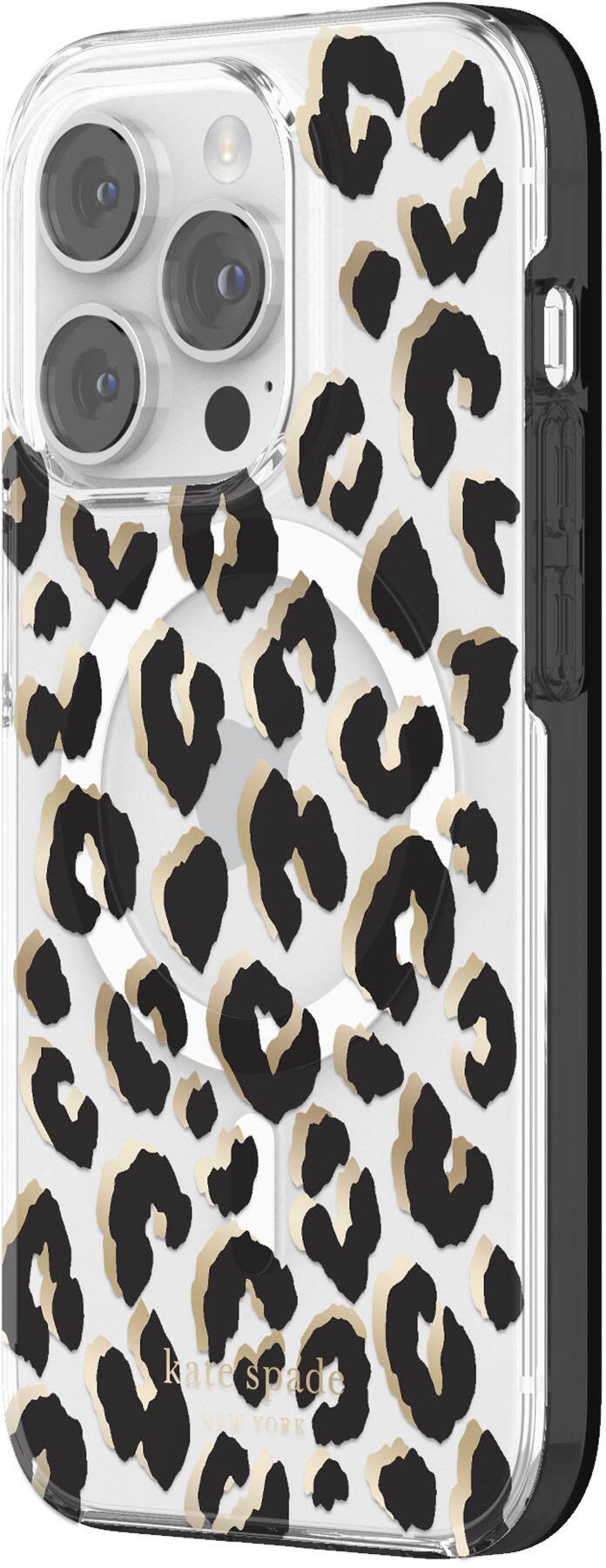 Angle. kate spade new york - Protective Hardshell Magsafe Case for iPhone 14 Pro - Leopard.