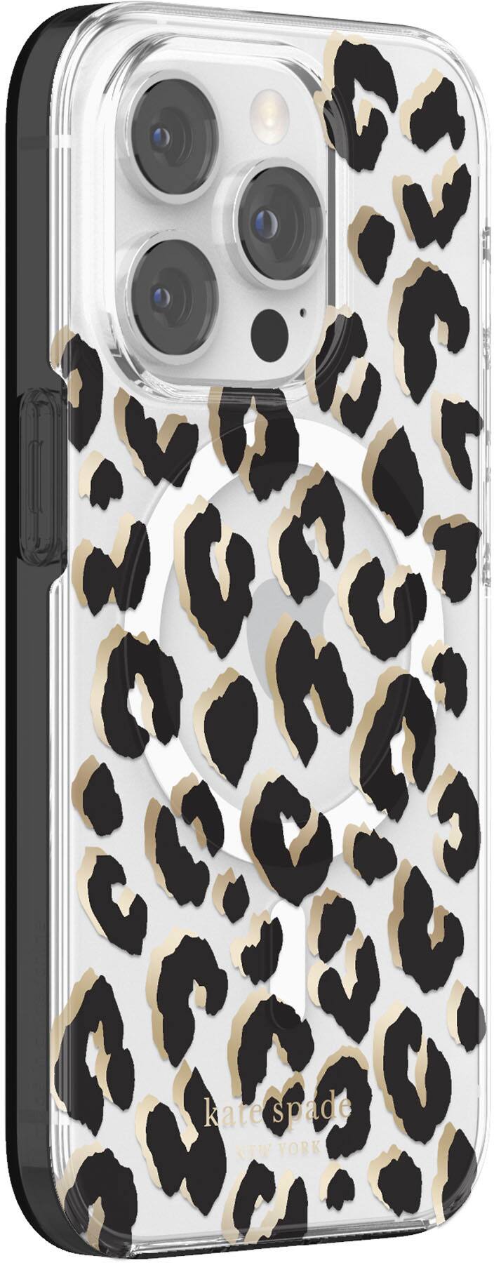 Left. kate spade new york - Protective Hardshell Magsafe Case for iPhone 14 Pro - Leopard.