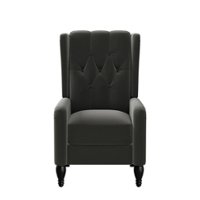ProLounger - Feigin Velvet Wingback Pushback Recliner Chair - Charcoal  Gray - Front_Zoom