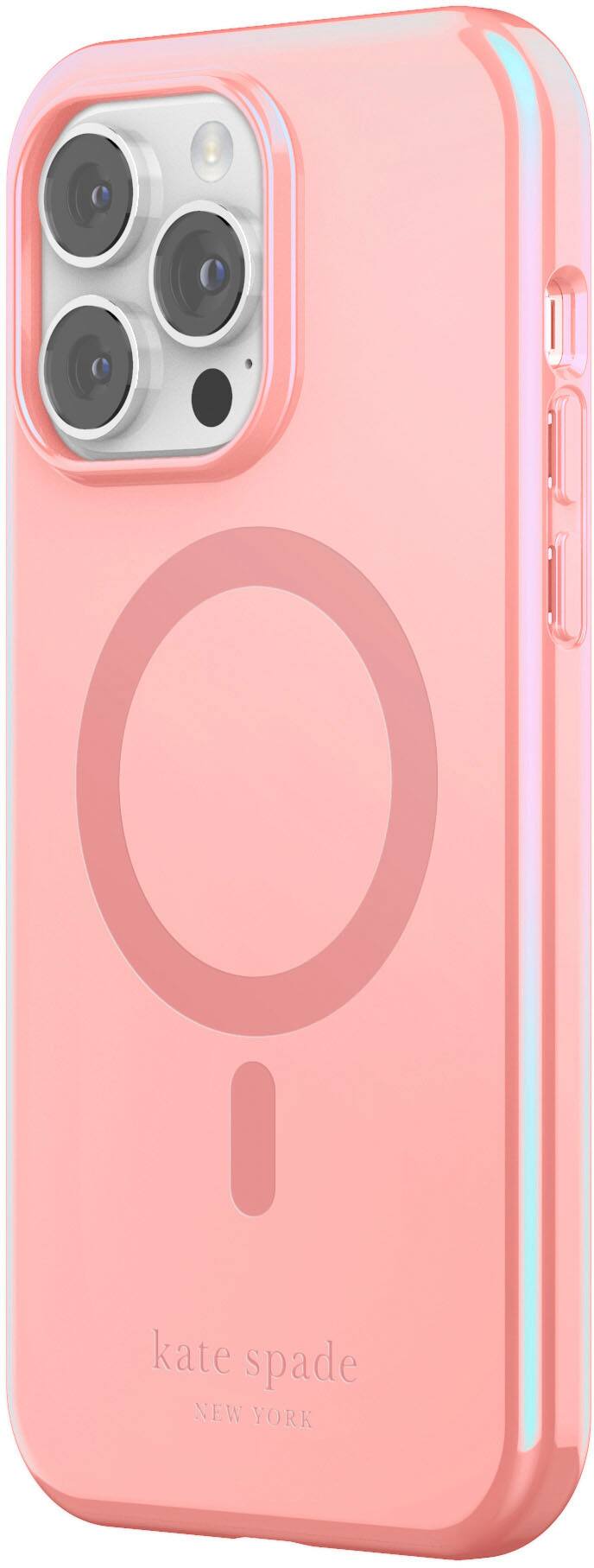 Angle. kate spade new york - Protective Hardshell Magsafe Case for iPhone 14 Pro Max - Grapefruit Soda.