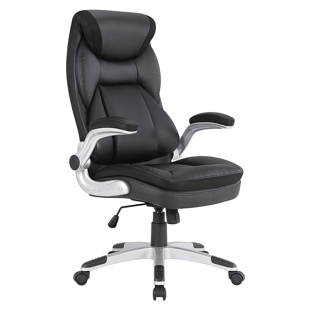 Angle View: Office Star Products - Exec Bonded Lthr Office Chair - Black / Silver