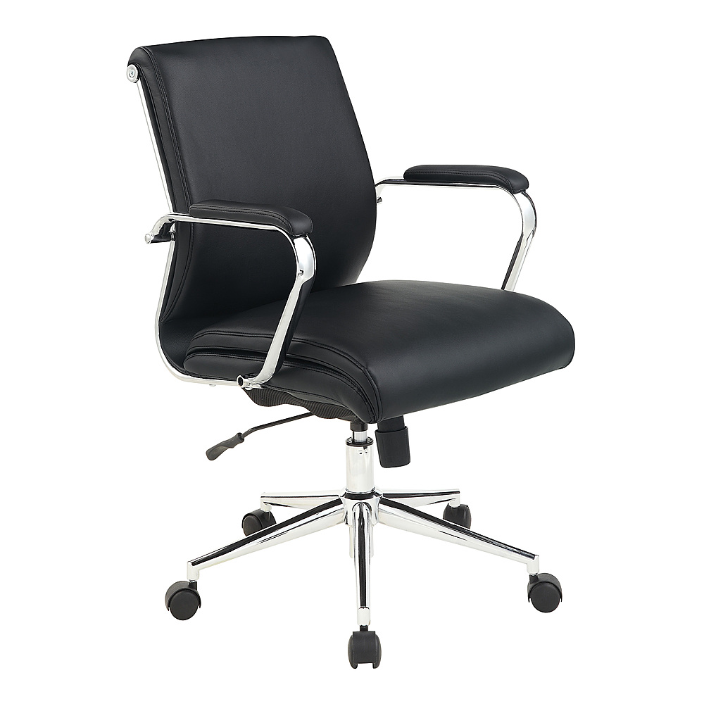Angle View: Office Star Products - Mid Back Antimicrobial Fabric Chair - Dillon Steel