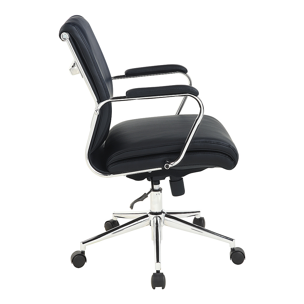 Left View: Office Star Products - Mid Back Antimicrobial Fabric Chair - Dillon Steel