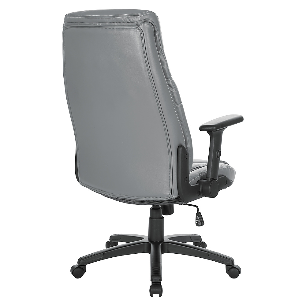 Office Star Executive Charcoal Bonded Leather Office Chair with Titanium Coated Nylon Base
