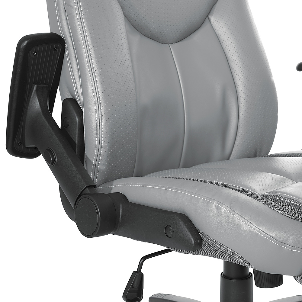 Office Star Executive Charcoal Bonded Leather Office Chair with Titanium Coated Nylon Base