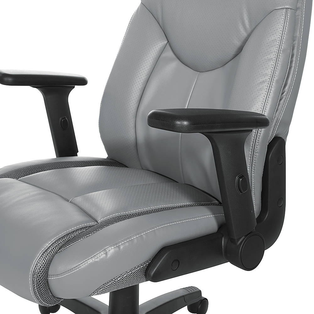 Office Star Executive Charcoal Bonded Leather Office Chair with Titanium Coated Nylon Base