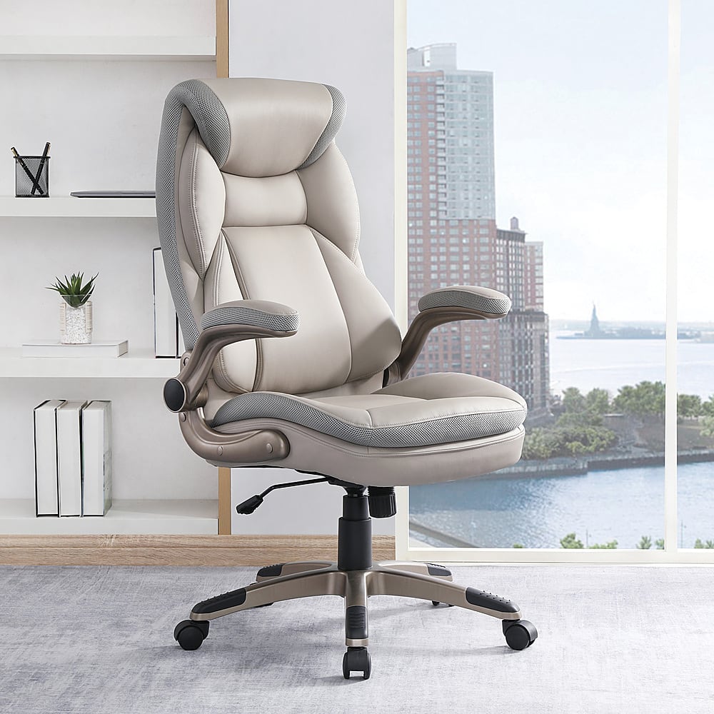 Best Buy: Office Star Products Exec Bonded Lthr Office Chair Taupe ...