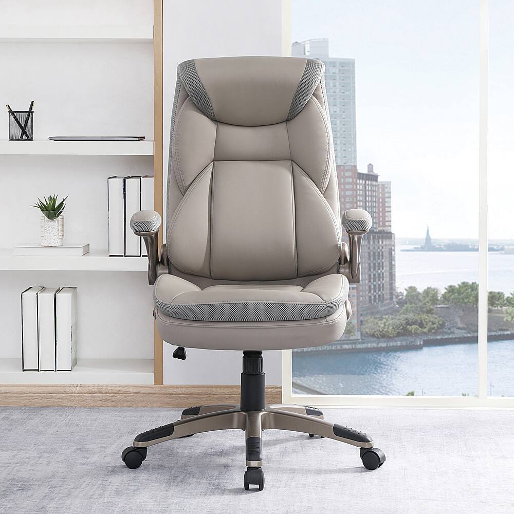 Office Star Products Exec Bonded Lthr Office Chair Taupe / Cocoa ...