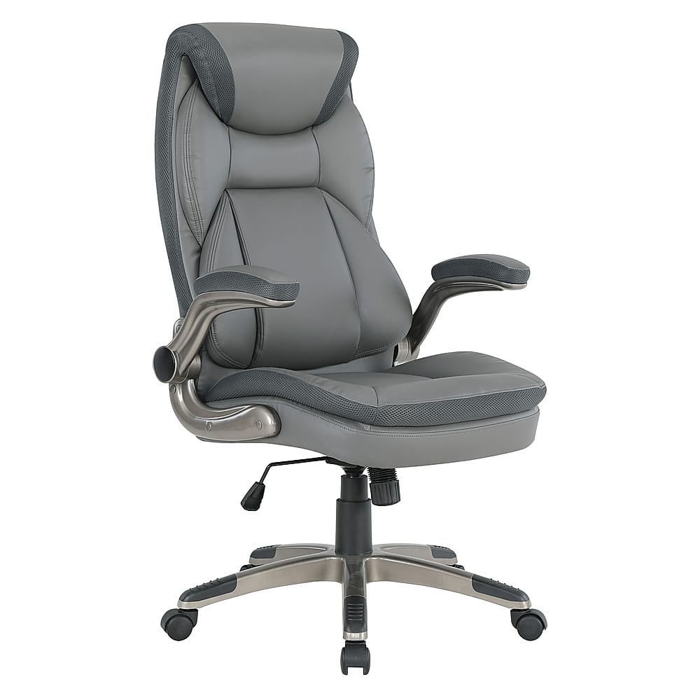 Angle View: Office Star Products - Exec Bonded Lthr Office Chair - Charcoal / Titanium