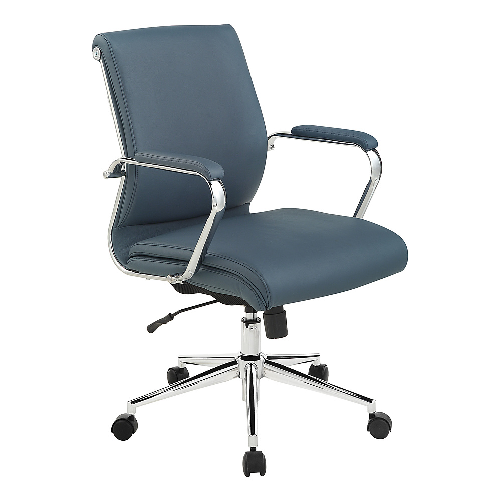 Angle View: Office Star Products - Mid Back Antimicrobial Fabric Chair - Dillon Blue