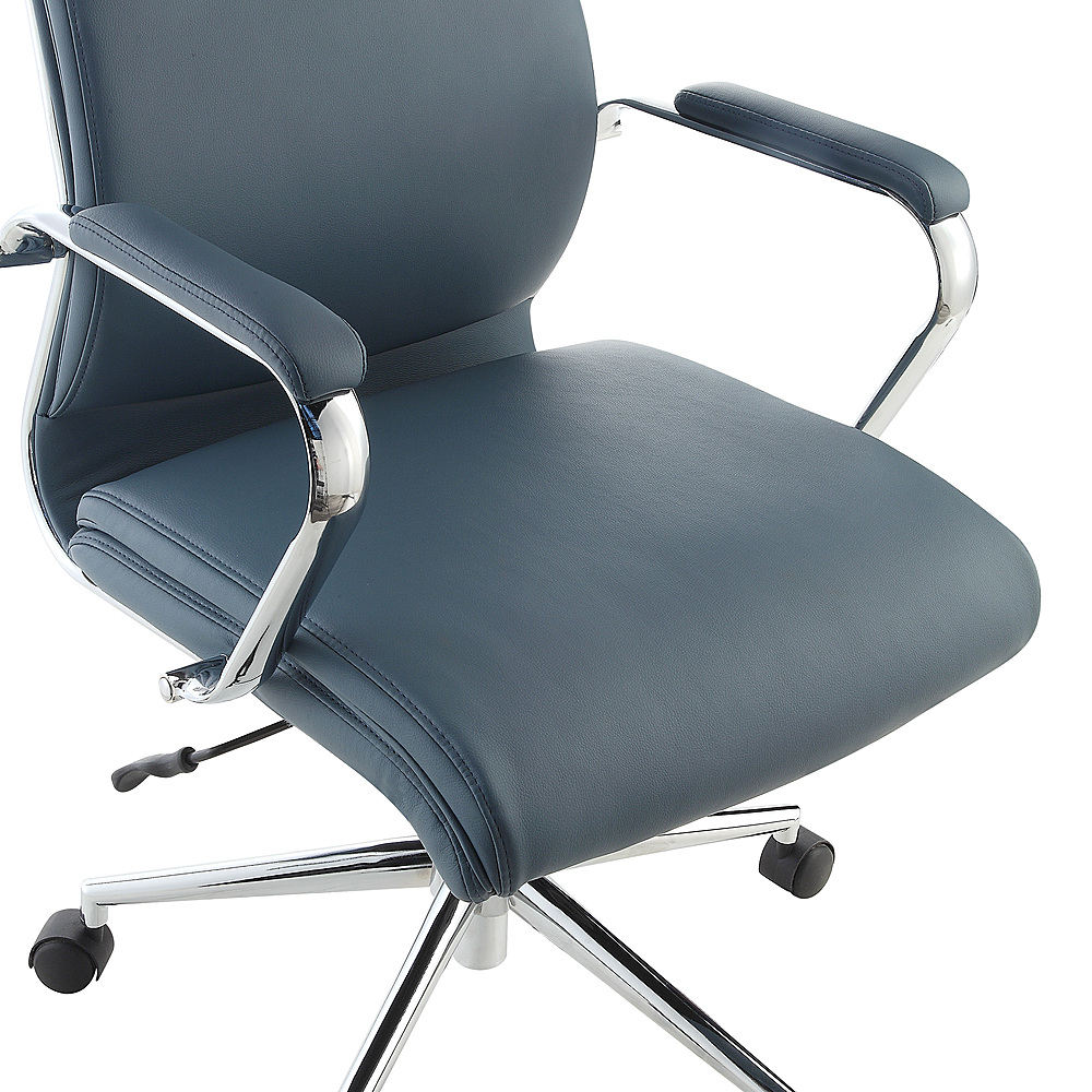 Office Star Mid Back Manager's Chair with Dillon Blue Fabric and Chrome Base