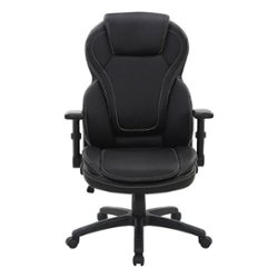 Office Star Products - Exec Bonded Lthr Office Chair - Black - Front_Zoom