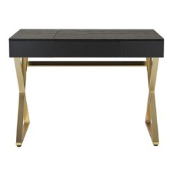 OSP Home Furnishings - Andrea Desk with Power - Black Top/Gold Legs - Front_Zoom