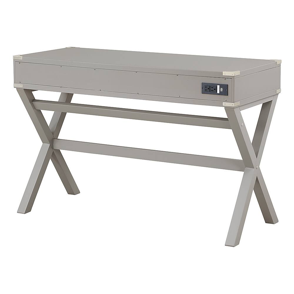 OSP Home Furnishings Wellington 46" Desk with Power Grey WELP4630GRY