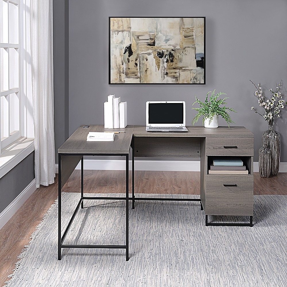 X19 Desk w/ Modesty Panel - Grey Oak 71 In