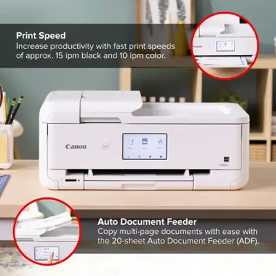 Canon - PIXMA TS9521Ca Wireless All-In-One Inkjet Printer - White