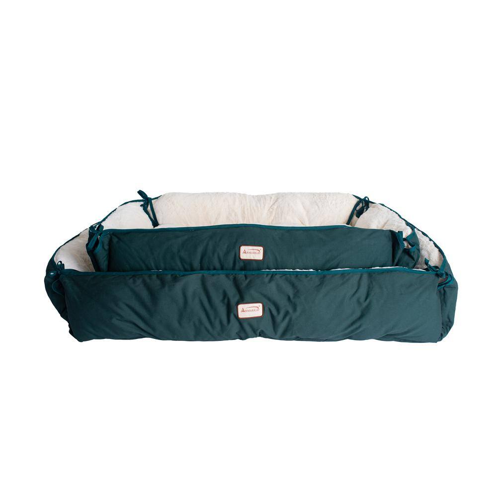 Angle. Armarkat - Extra Large Green and Ivory Pet Bed And Mat - Green.