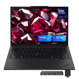Lenovo - ThinkPad T14 G5 14" WUXGA Laptop,Intel Ultra 5 125U,16GB RAM,1TB SSD+288GB Docking Station,Backlit Keyboard,Win 11 - Black