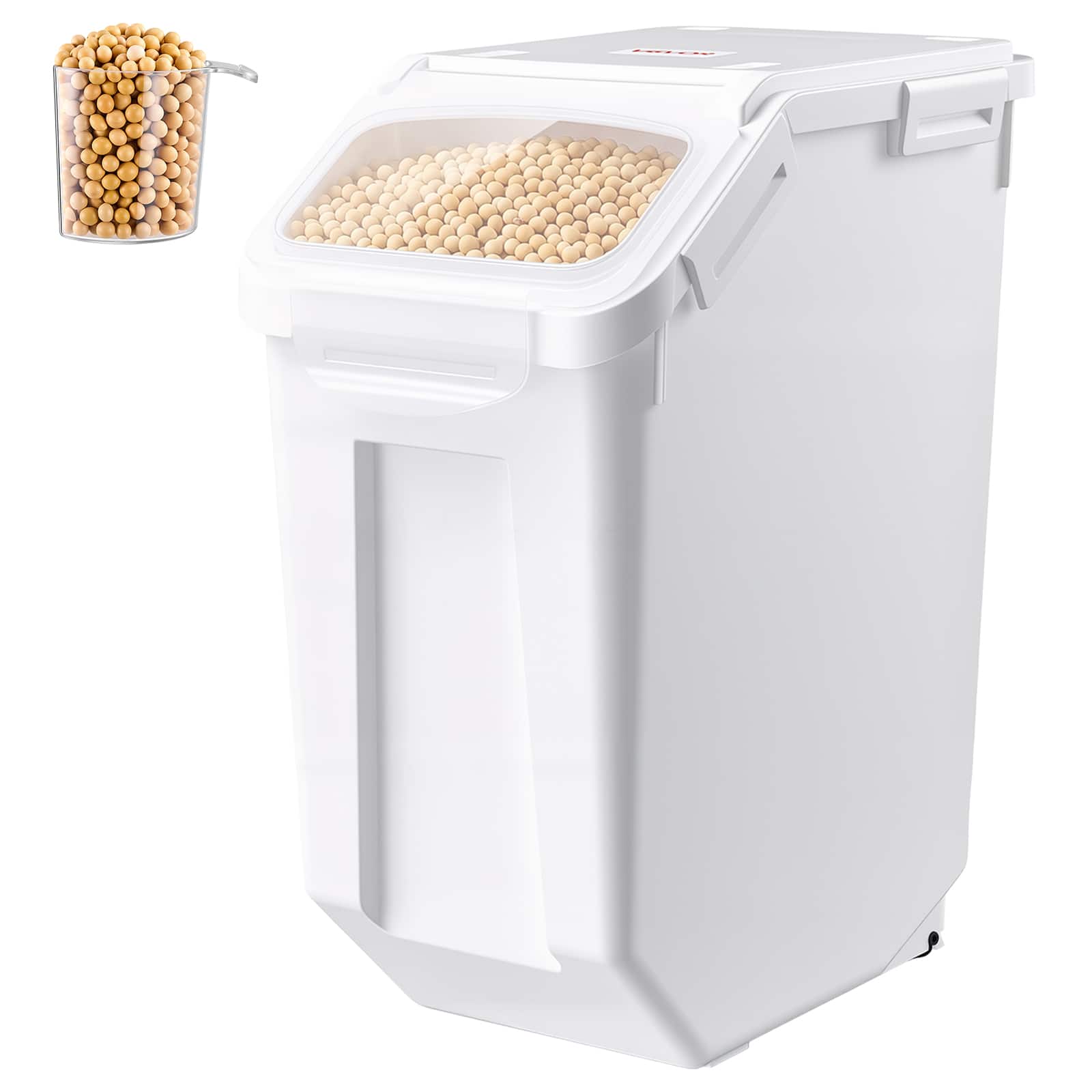 VEVOR - Rice Storage Container 32 lbs/5.28 Gallons Dog Food Dispenser Bin, for Kitchen Pantry, 20L Large Grain Cereal Flour - White