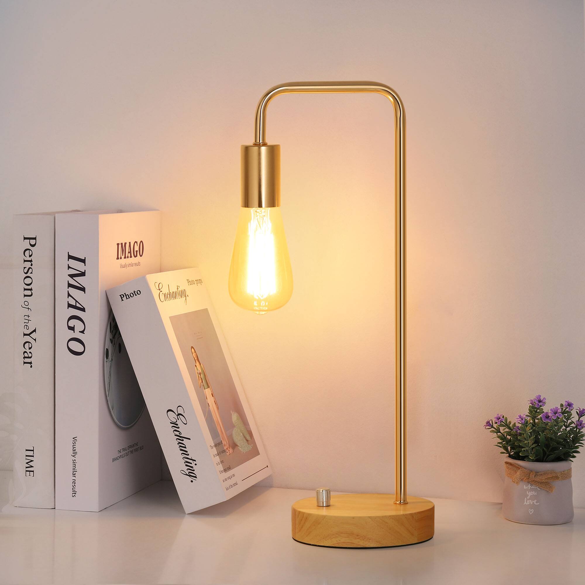 Oumilen - Minimalist Industrial Desk Lamp with Dimmable Switch, 70.9" Cord, E26 Base (Bulb Not Included)
