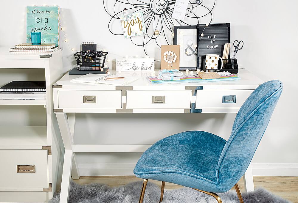 OSP Home Furnishings Wellington 46" Desk with Power White WELP4630WH