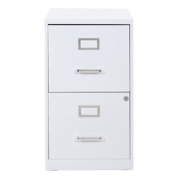OSP Home Furnishings - 2 Drawer Locking Metal File Cabinet - White - Front_Zoom