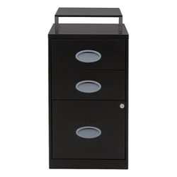 OSP Home Furnishings - 3 Drawer Locking Metal File Cabinet with Top Shelf - Black - Front_Zoom