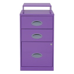 OSP Home Furnishings - 3 Drawer Locking Metal File Cabinet with Top Shelf - Purple - Front_Zoom