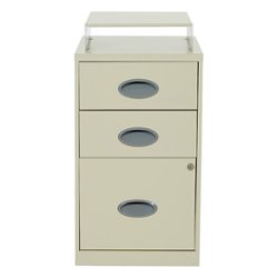 OSP Home Furnishings - 3 Drawer Locking Metal File Cabinet with Top Shelf - Tan - Front_Zoom
