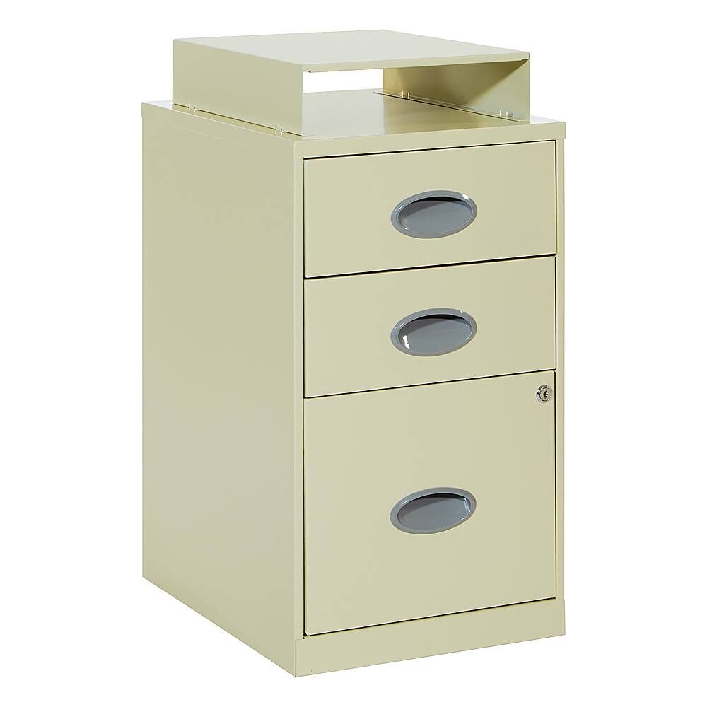 OSP Home Furnishings 3 Drawer Locking Metal File with Top Shelf