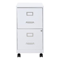 OSP Home Furnishings - 2 Drawer Mobile Locking Metal File Cabinet - White - Front_Zoom