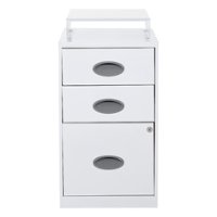 OSP Home Furnishings - 3 Drawer Locking Metal File Cabinet with Top Shelf - White - Front_Zoom