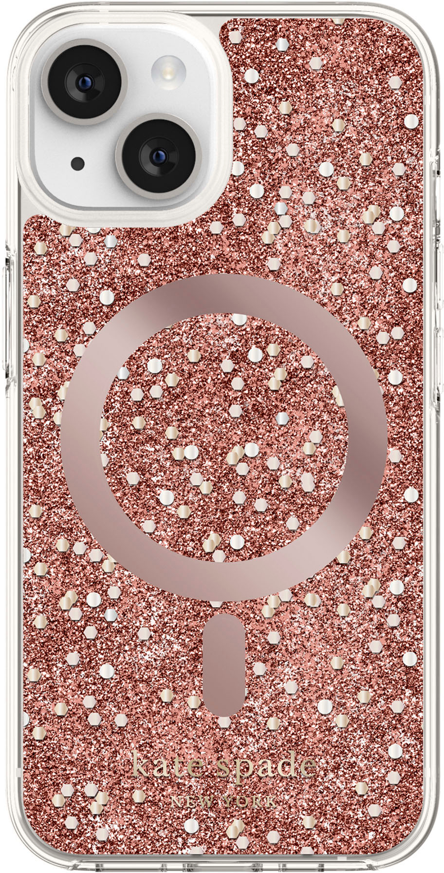 Insignia - Hard-Shell Case with MagSafe for iPhone 14 Pro Max - Pink Glitter