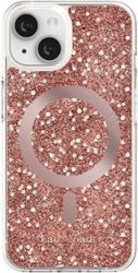 kate spade new york - Protective Hardshell Magsafe Case for iPhone 14 and iPhone 13 - Chunky Glitter Rose Gold - Front_Zoom