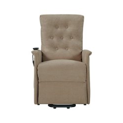 ProLounger - Gartree Plush Low-Pile Velour Power Recline and Lift Chair - Barley Tan - Front_Zoom