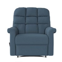 ProLounger - Cooper Tufted Back Extra Large Low-Pile Velour Wall Hugger Reclining Chair - Medium Blue - Front_Zoom