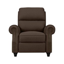 ProLounger - Chevon Linen Bustle-Back Pushback Recliner Chair with Nailheads - Brown - Front_Zoom