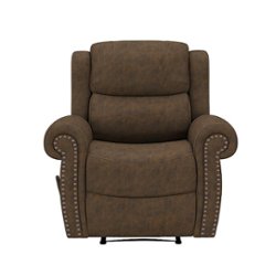 ProLounger - Di'Onna Extra Large Distressed Faux Leather Wall Hugger Reclining Chair - Saddle Brown - Front_Zoom