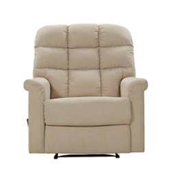 ProLounger - Cooper Tufted Back Extra Large Low-Pile Velour Wall Hugger Reclining Chair - Barley Tan - Front_Zoom