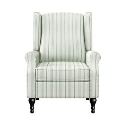 ProLounger - Tolkin Linen Farmhouse Stripe Pushback Wingback Recliner Chair - Barley Tan - Front_Zoom