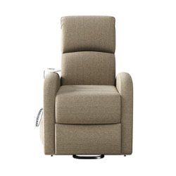 ProLounger - Hellawell Petite Chenille Power Recline and Lift Chair with Heat and Massage - Barley Tan - Front_Zoom