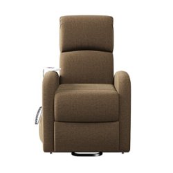 ProLounger - Hellawell Petite Chenille Power Recline and Lift Chair with Heat and Massage - Chestnut Brown - Front_Zoom