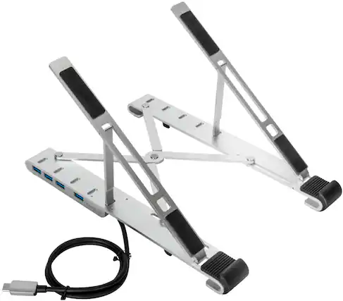 Front. Targus - Portable Laptop Stand + Integrated USB-A Hub - Silver.