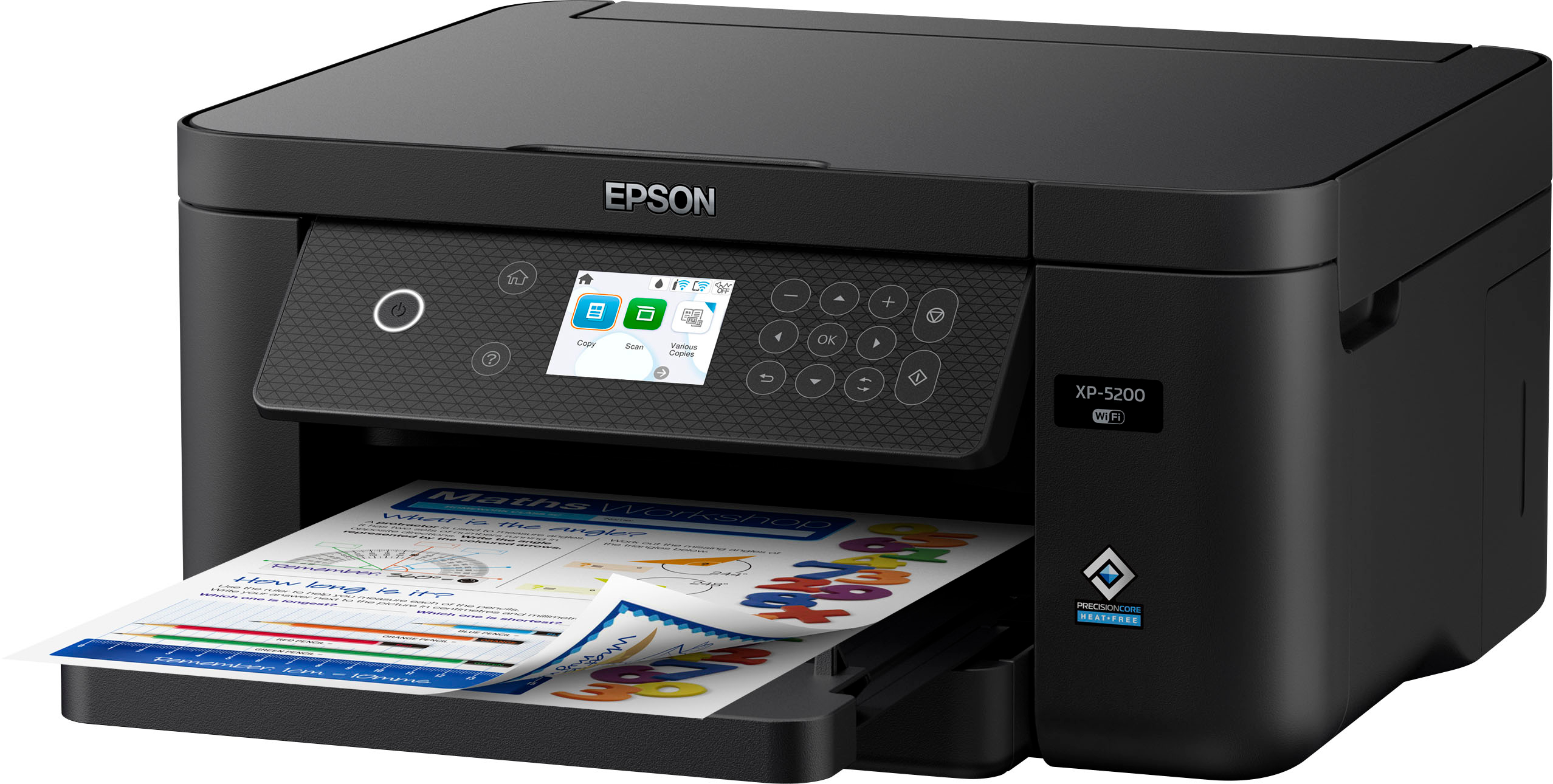  Epson Expression Home XP-5200 Impresora inalámbrica a color  todo en uno con escaneo, copia, impresión automática de 2 caras, fotos sin  bordes, bandeja de papel de 150 hojas y pantalla a
