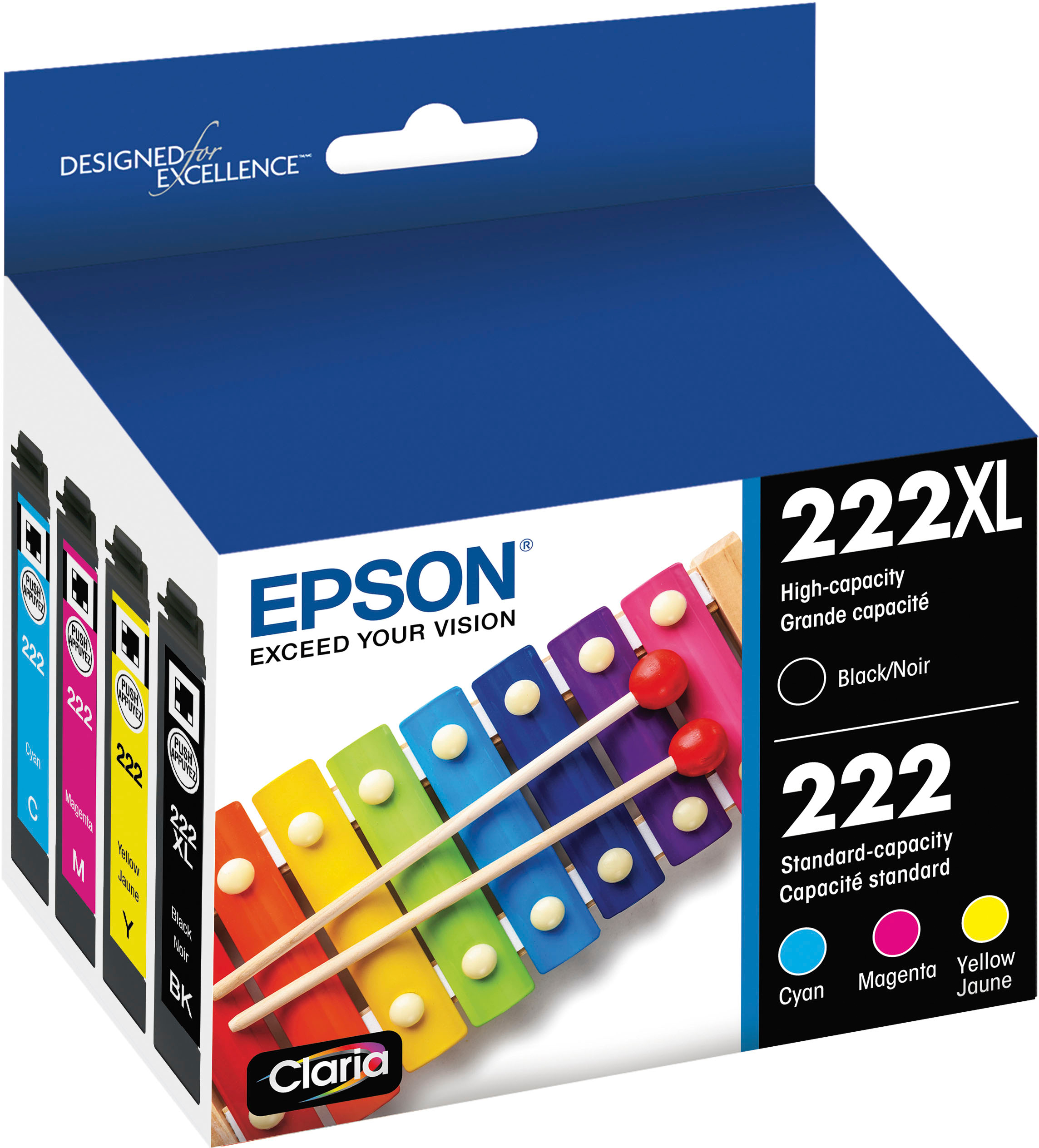 Epson T222 Combo High Yield Ink Cartridge Blackcyanmagentayellow T222xl Bcs Best Buy 2315