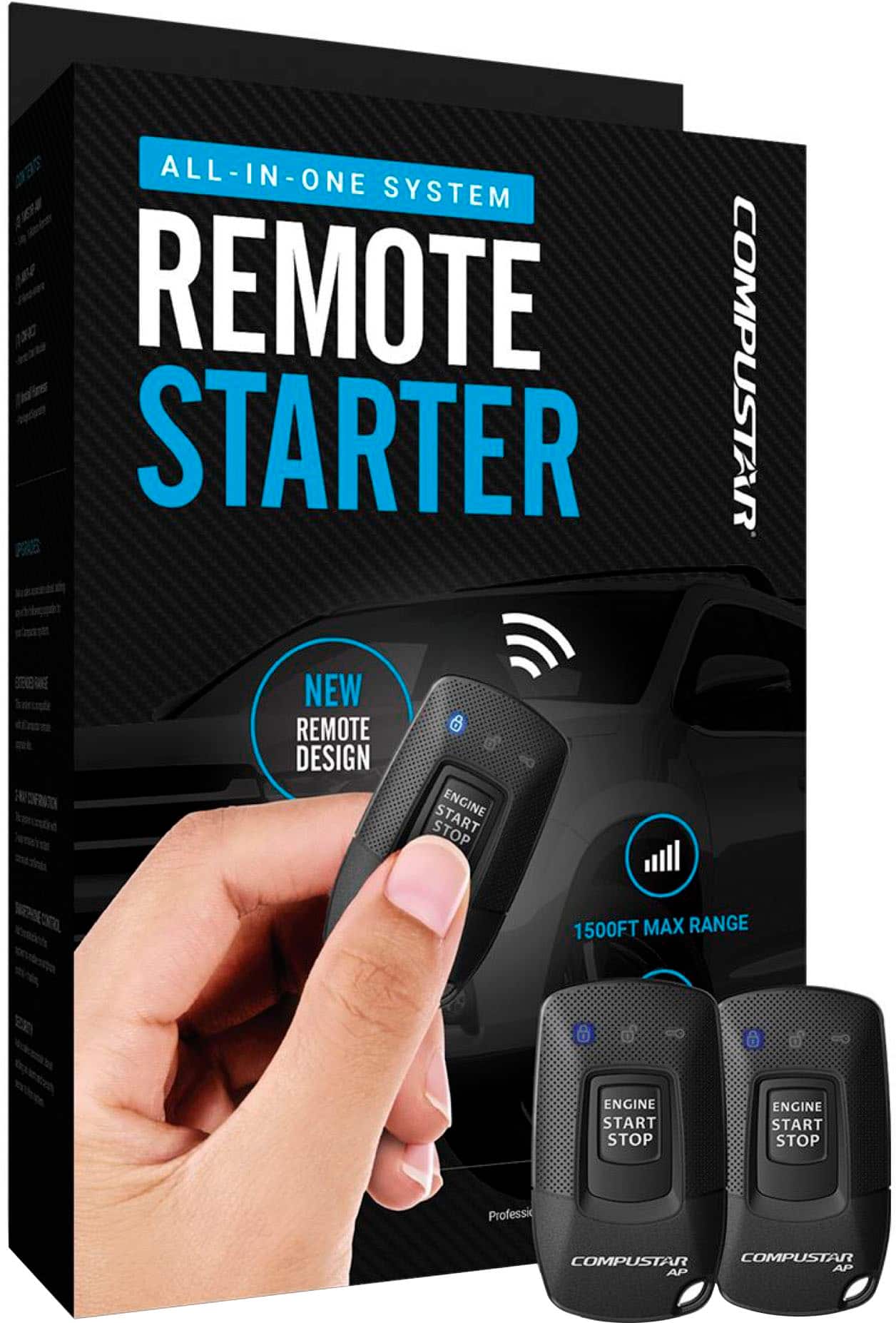 Front. Compustar - 1-Way Remote Start System - Installation Included - Black.