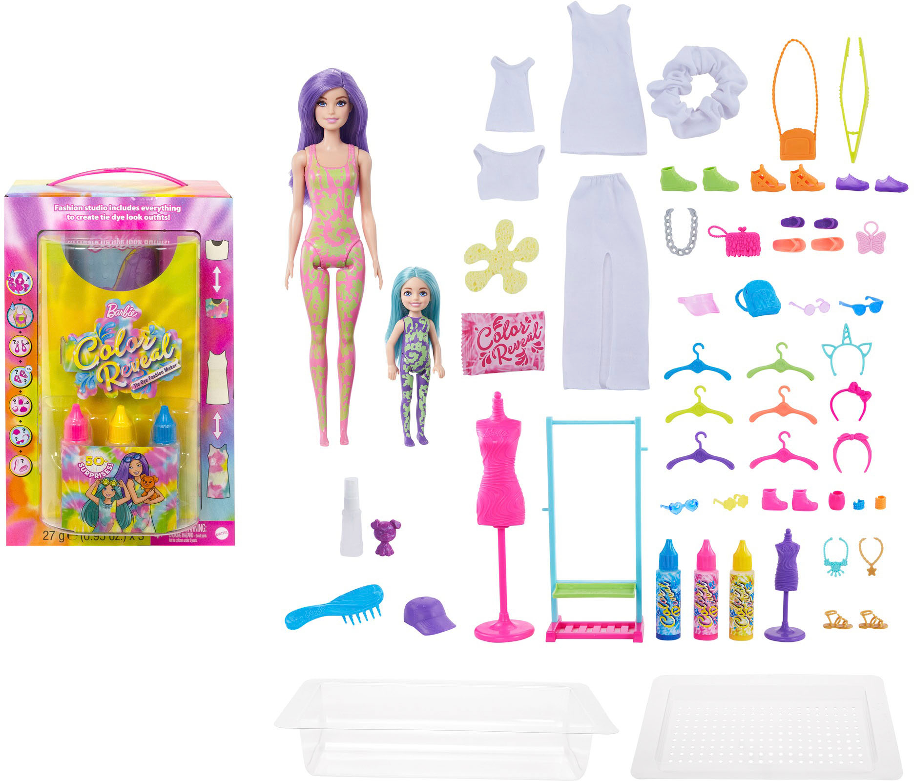 Angle View: Barbie - Color Reveal Tie Dye Fashion Maker with 2 Dolls