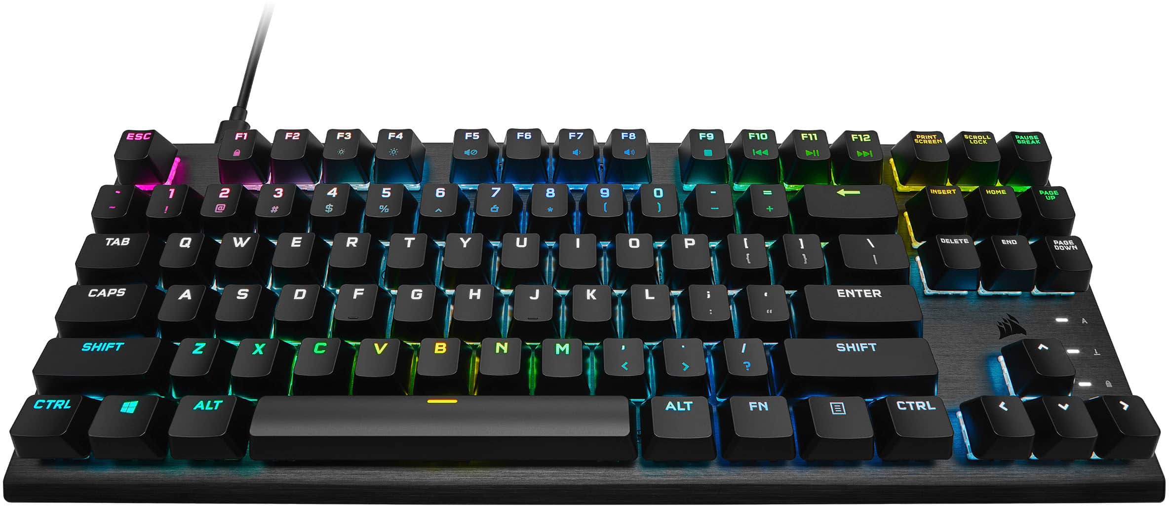 Angle. CORSAIR - K60 PRO TKL Wired Optical-Mechanical OPX Linear Switch Gaming Keyboard with per-key RGB Backlighting - Black.