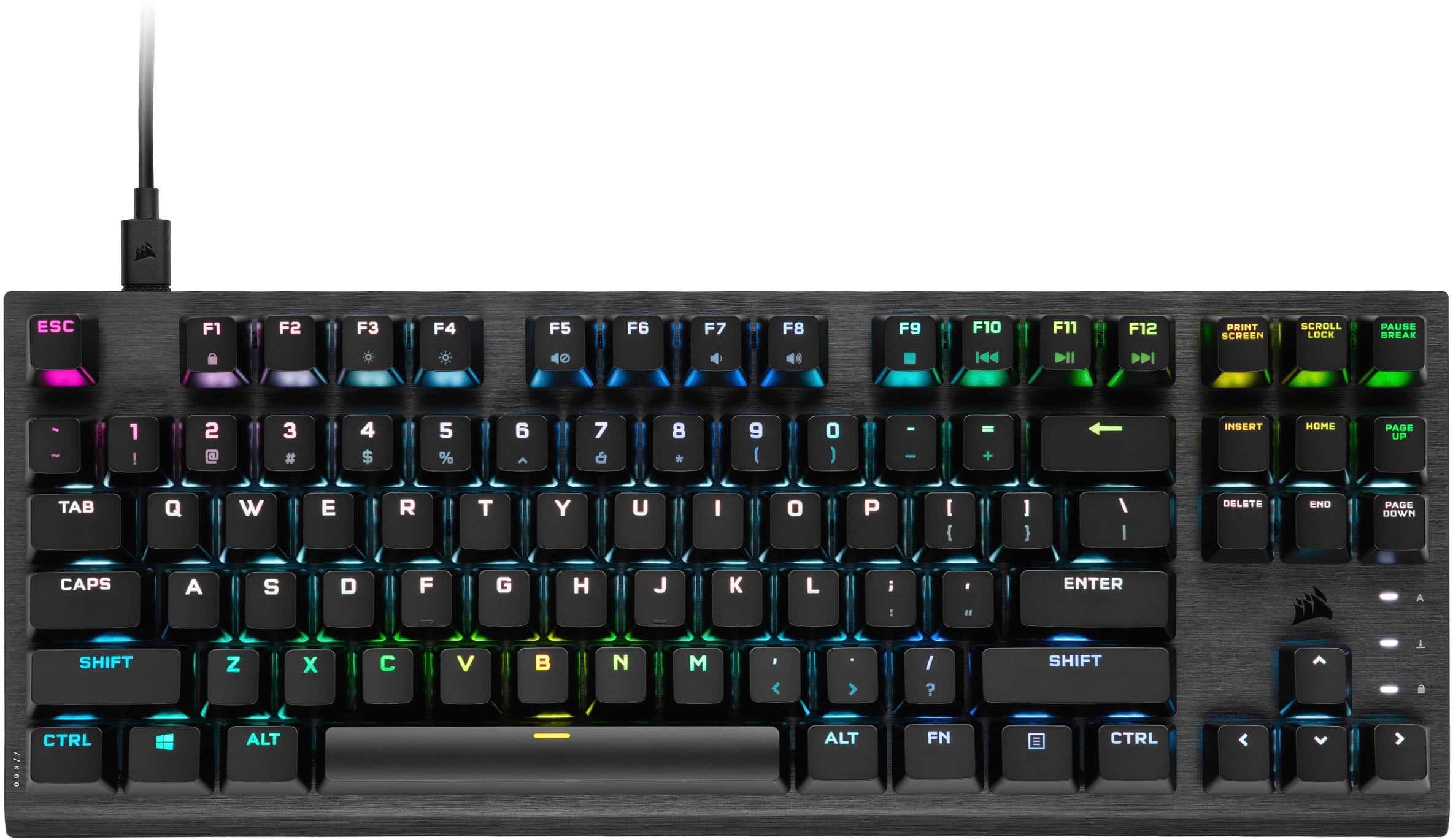 Front. CORSAIR - K60 PRO TKL Wired Optical-Mechanical OPX Linear Switch Gaming Keyboard with per-key RGB Backlighting - Black.
